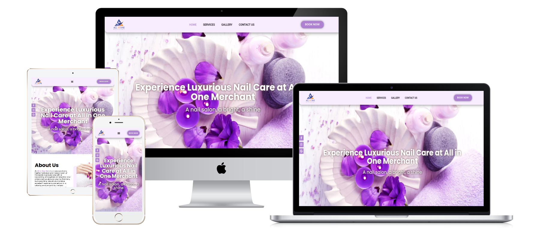 Responsive website mockup for Template A023
